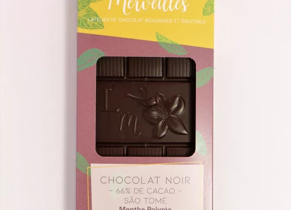 Tablette menthe poivrée 66% cacao bio