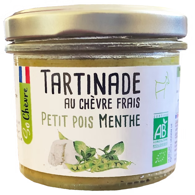 Tartinade chèvre petit pois menthe